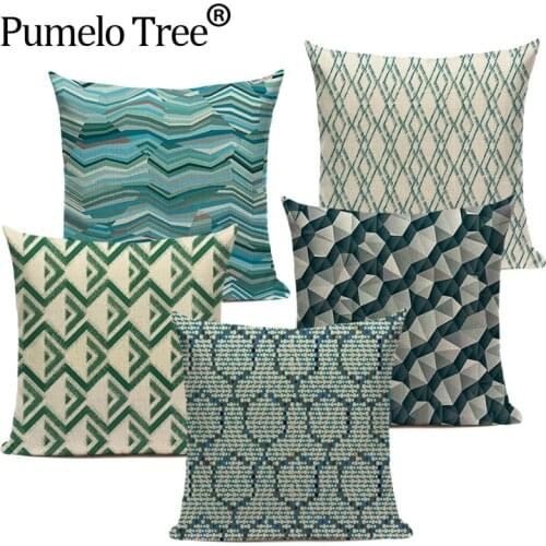 Mandala Geometric Cushion Covers Blue Green Stripe Cushion Cover Morocco Line Home Decorative Throw Pillowcase Housse De Coussin