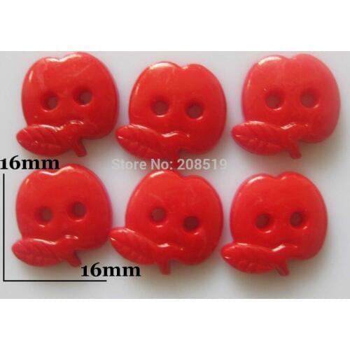NB0171 Apple shape Red Buttons plastic 100pcs/lot Children clothes buttons sewing accessories