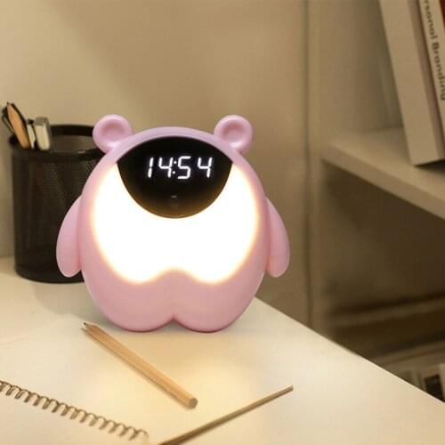 Night Light Cute Bear Time Bedside Alarm Clock Wake Up Motion Sensor Music Lamp Children Bedroom Decor Kids birthday Gifts Baby