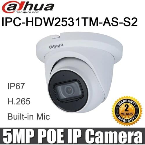 Dahua IPC-HDW2531TM-AS 5MP IP Camera POE Built-in Mic SD Card Slot H.265+ 30M IR IP67 Starlight Eyeball Original Security Camera