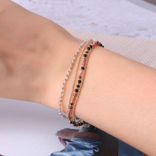 QUANCHI New Fashion Stone Beads Bracelet Color Round Glass Crystal Chain Delica Tassel Womens Bracelet Pulsera Miyuki Bracelet