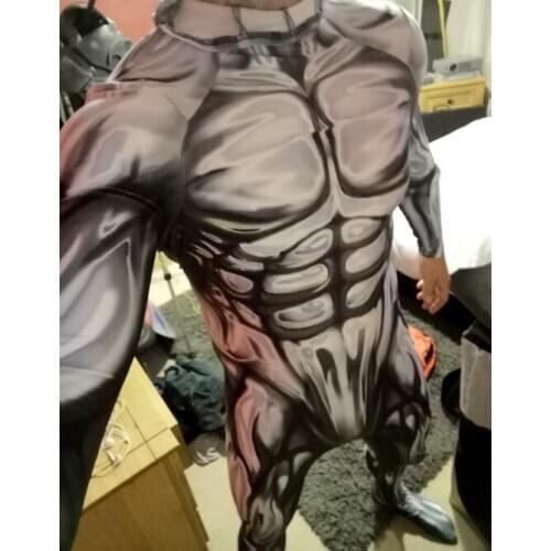 New Silver Cosplay Costume 3D Printed Spandex Zentai Silver suit Halloween Costume Muscle Shade Custom Made Costume without Mask