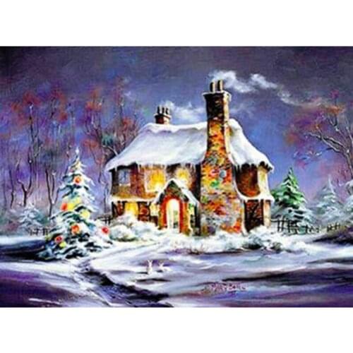 Full Drill Square Diamond Painting Cross Stitch House Landscape Rhinestones Painting Diamond Mosaic Christmas Decoration L1149