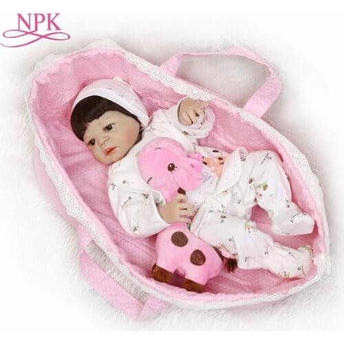 NPK 22inch 55cm Lifelike Reborn Full reborn silicone vinyl children play house toys bebe gift boneca reborn silicone reborn baby