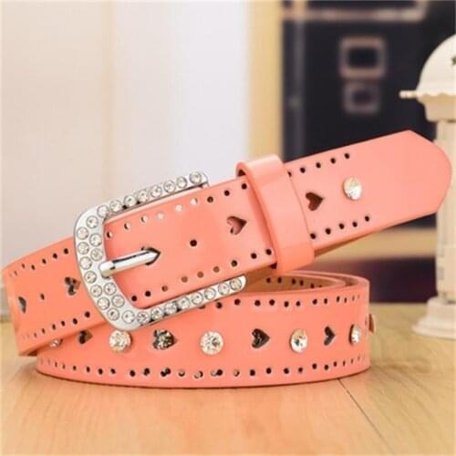 New Love Pattern Rhinestone Belt Western Cowboy Bling PU Faux Leather Diamond Studded Belt Crystal Belts For Woman Man 105cm