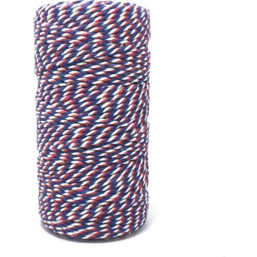 2016 NEW 8ply 1.5mm Cotton Bakers Twine Mix 100yard/rolls Bakers Twine Gift Packing red/Sapphire blue/white Twine for Crafting