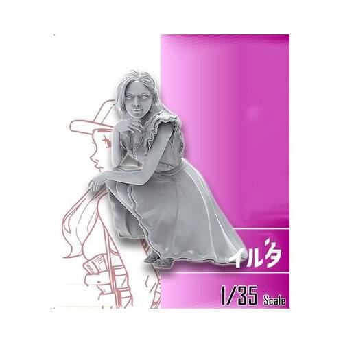 Resin female soldier, figure girl, need to assemble and color by yourself 1:35