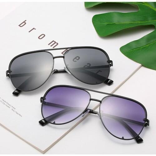 New Fashion Pilot Sun Glasses Vintage Men Women Metal Frame Driving Sunglasses UV400 Round Pink Bule Gradient Mirror Goggle