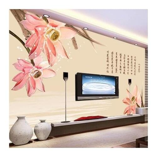 Beibehang stereoscopic wallpaper Modern minimalist type mural painting lotu TV backdrop wallpaper customization papel de parede