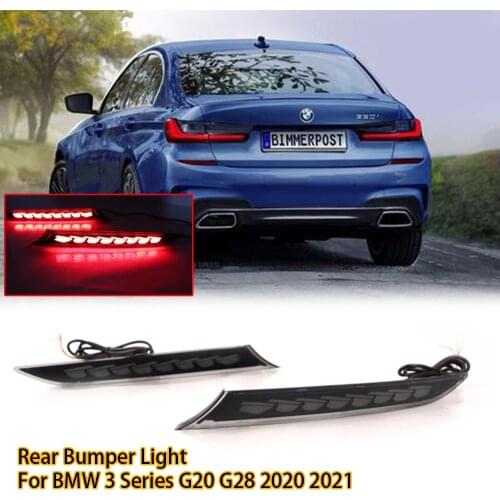 2 Pieces Rear Bumper Reflector Lights Turn Signal Indicator 12V Brake Lamp Tail Lights Waterproof For BMW 3 Series G20 G28 2021