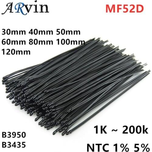 10PCS MF52D MF52 1K 2K7 5K 10K 47K 50K 100K 200K 1% 5％ 102-104 3950 3435 NTC Thermistor Thermal Resistor Resistance 30 50 80mm