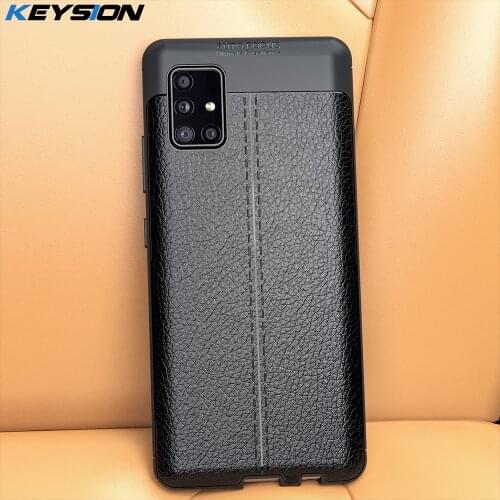 KEYSION Shockproof Case for Samsung M31S M51 PU leather texture silicone Phone Cover for Galaxy S20 FE M31 M21 M11 M01 Core