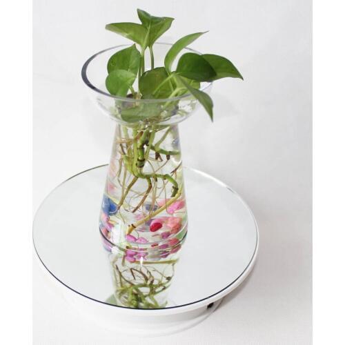 Acrylic Rotating Rotary Display Stand Mirror Top Battery / Adapter Power Holder Moving Plate For Home Desk Table Decoration