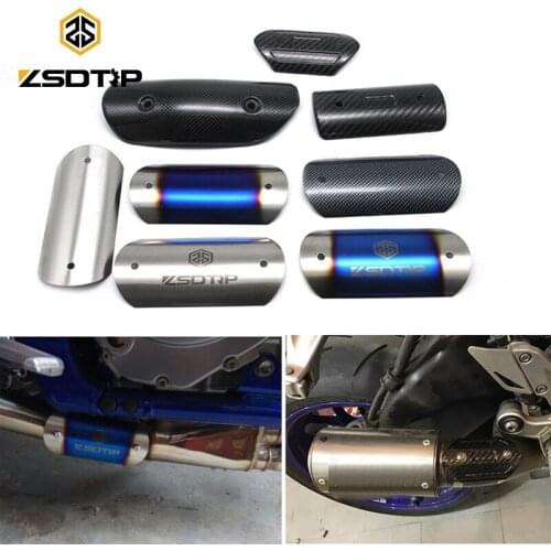 ZSDTRP Motorcycle Modify Exhaust Protect Cover Carbon Fiber Stainless Steel Universal case for BMW honda other all racing motor