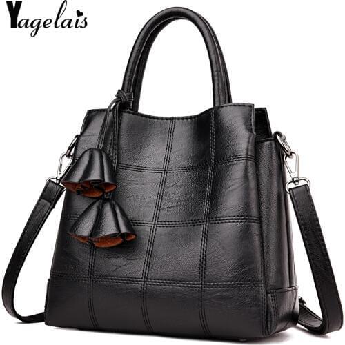 Women Casual Handbag Solid PU Soft Leather Simple Style Shoulder Bucket Fashion High Quality Tassel Single Crossbody Bag Ladies