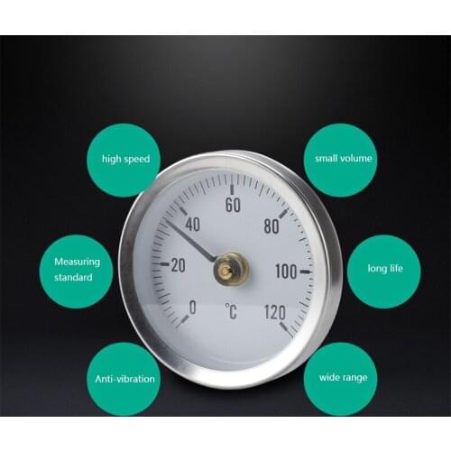 0-120℃ Pointer Thermometer High Precision Stainless Steel Spring Clip Thermometer Bimetal Household Items Bedroom Decorations