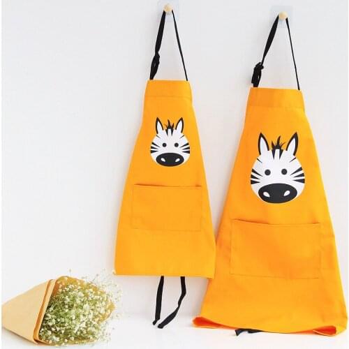1pcs Zebra Giraffe Deer Pattern Home Cooking Baking Cleaning Coffee Pinafore Adult Children Pocket Bib Woman Kitchen Apron 46191