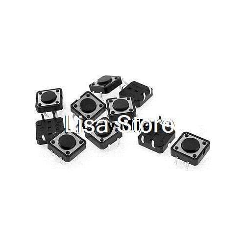 10pcs 12 x 12 x 4mm Momentary Non-Locking 4 Terminals Tact Tactile Push Button Switch
