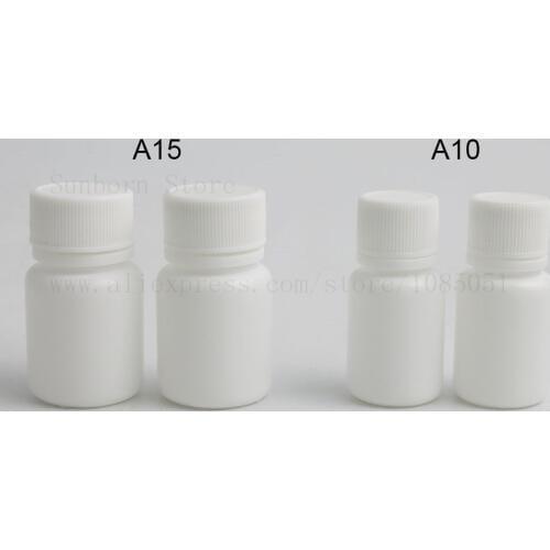 100pcs plastic bottle with screw cap empty bottles pills medical capsule container 10ml/15ml White Color