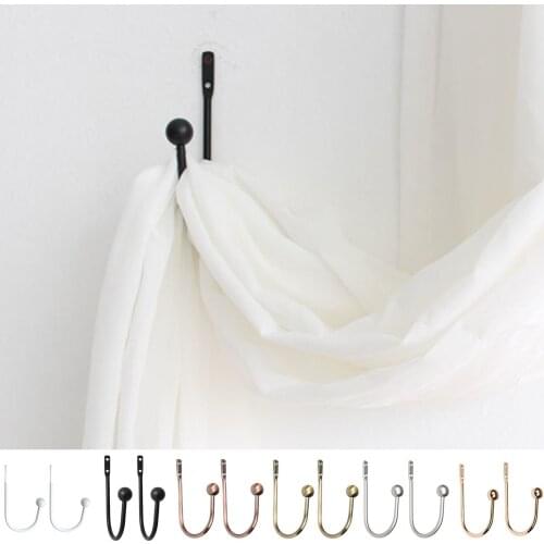 2Pcs Heavy-Duty Curtain Holdbacks Metal U-shaped Drapery Tieback Hooks Wall Mounted Drape Holder for Bedroom Dining Room Kitchen