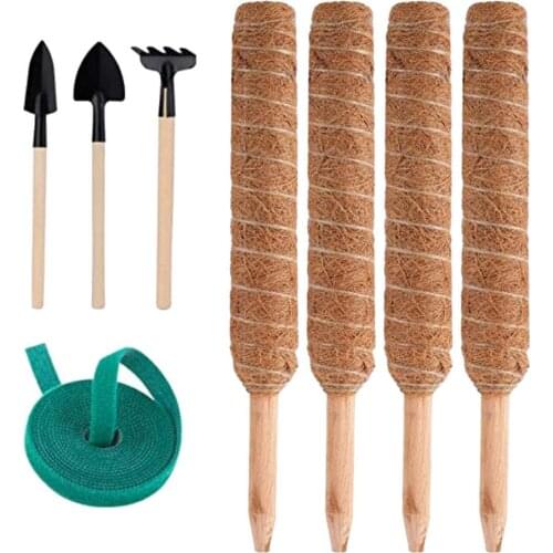 8pcs/set Plant Support Poles Natural Moss Pole Garden Mini Tools Kit Balcony Garden Climbing Plant Stand 30/40/50cm
