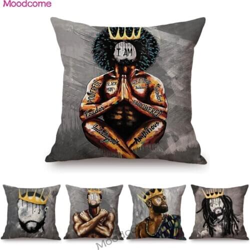 Black King African Man Art Africa Queen Abstract Oil Painting Impressionism Home Decorative Pillow Case Sofa Linen Cushion Cover
