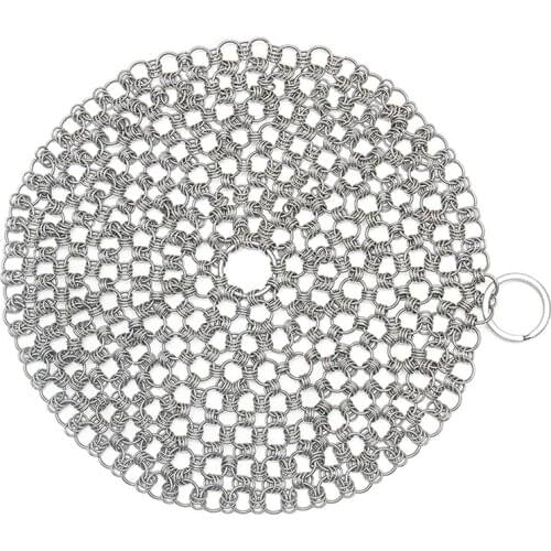 Cast Iron Cleaner,Stainless Steel Chainmail Scrubber,Easy Cleaning for Pans,Dutch Ovens,Grills Griddle