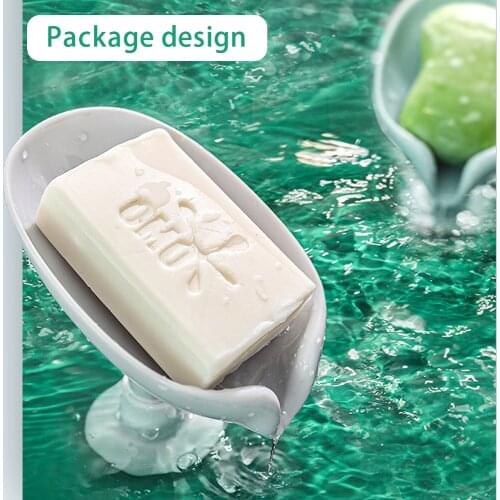 Leaf-shaped Soap Dish Soap Holder Perforated Free Standing Suction Cup Drain Rack Toilet Laundry Soap Box Bathroom Accessories