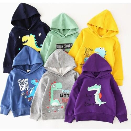 Childrens Hooded Sweater Cute Cartoon Dinosaur Tops Baby Boys Korean Long Sleeved Clothes Hoodies For Girls Costumes Outwear