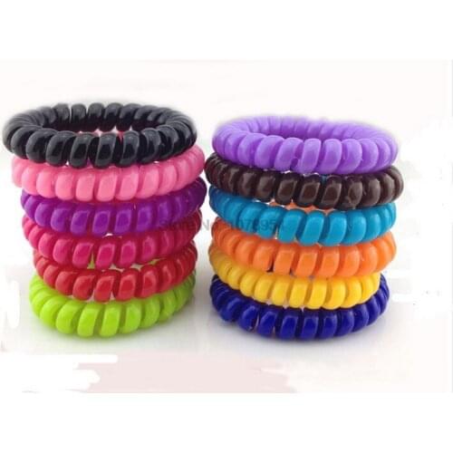 By ems or dhl 100sets 100pcs/set Hot Sale Solid candy color hair scrunchies rope for girls elastic telephone wire hairband