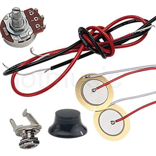 Guitar Piezo Pickup Knob Pot Potentiometer B500K Kit for Cigar Box Guitar Parts Replacement
