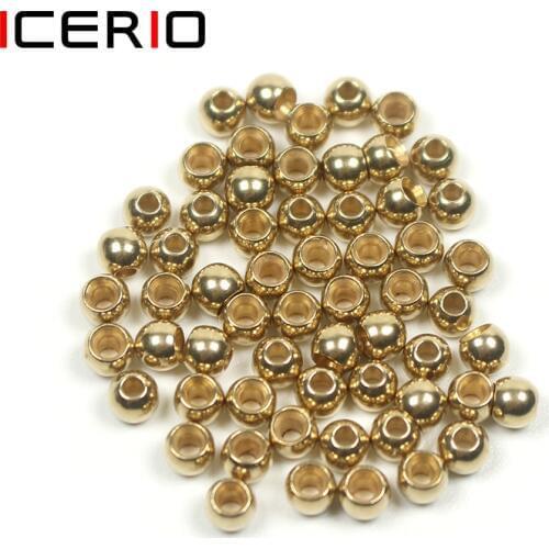 ICERIO 50PCS Fly Tying Brass Beads Nymph Streamer Bugs Fly Hook Tying Materials