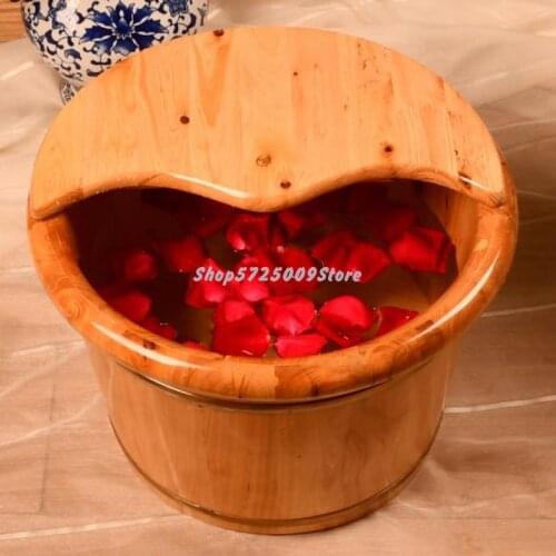 Cedar Foot Soaking Bucket 30cm High Foot Washing Bucket Over Leg Household Solid Wood Foot Bath Bucket Foot Washing Basin Deep B