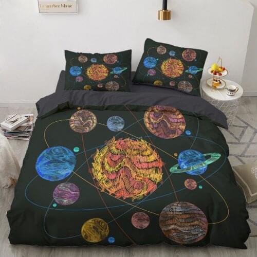 Space Galaxy Print Duvet Cover Set Animal Horoscope Circle Comforter Covers Zodiac Symbols Bedding Sets 2/3PCS 220x240cm Size