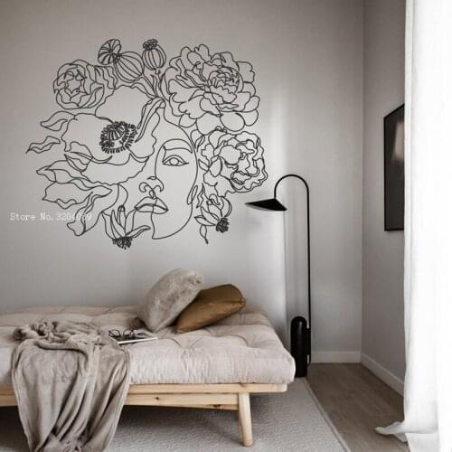 Circular Flower Head Line Mandala Vinyl Wall Art Window Decals Home Decoration Living Room Removable Sticker YT6305