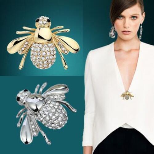 Hot New Exquisite Fashion Rhinestone Animal Brooch Lovely Alloy Bee Brooches For Women Fine Jewelry Animal Little Bee Brooches
