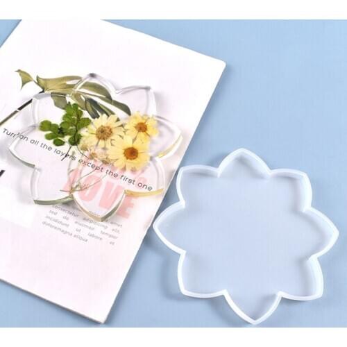 Lotus Coaster Tray Cup Mat Silicone Mould DIY Crafts Ornaments Decorations Making Tool Crystal Epoxy Resin Mold