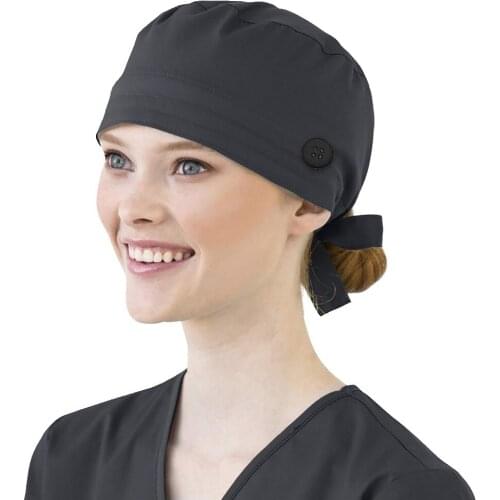 Hospital Laboratory Solid Working Scrub Cap Bandage Adjustable Sweatband Bouffant Nurse Hat With Buttons Gorro Enfermera A50