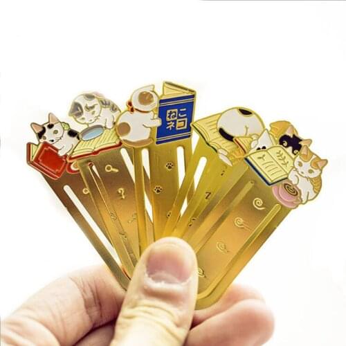 Metal Aluminum alloy cat family bookmark Original gift book mark set School Stationery Office supplies GT419