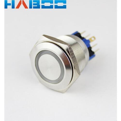 10pcs/lot dia.25mm angel eye metal led switch 2NO+2NC momentary led lighting push button switch 24V waterproof IP67