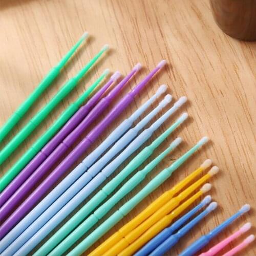 100Pcs/bag Disposable Cotton Soft Swab Multiple Color Eyelashes Extension MicroBrush Mascara Applicator Brushes Stick For Makeup