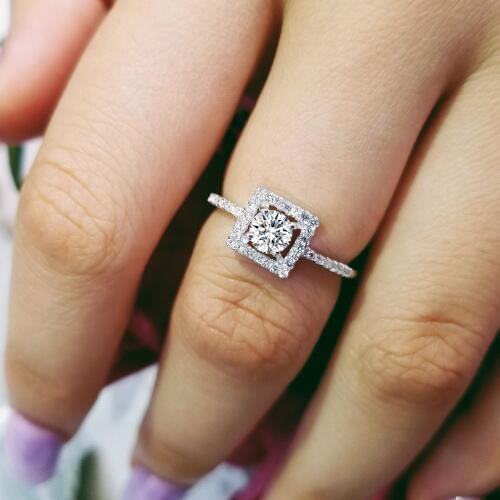 Solid Real 925 Sterling Silver Rings 2 Carat for Women Wedding Engagement Promise Ring for Girls Wholesale Jewelry R213