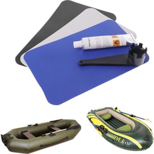 Inflatable Boat Swimming Pool Kayaking PVC Puncture Repair Patch Glue Kit Adhesive Canoe Valve Wrench NEW