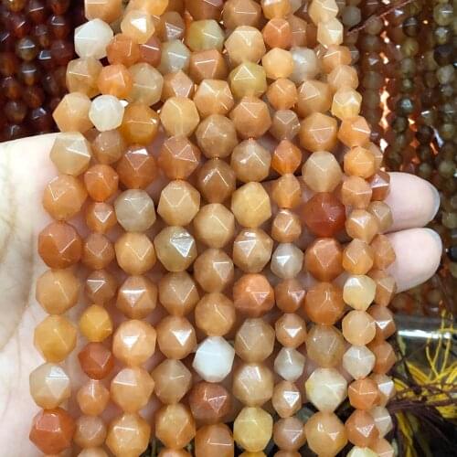 AAA Natural Faceted Red Aventurine Jades Bead Loose Spacer Beads For DIY Jewelry Making Bracelet Accessories Pick Size 6 8 10mm