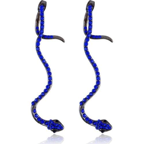 2019 New Jewelry Personality Colorful Crystal Snake Long Earrings For Women Simple Temperament Female Serpentine dangle Earrings