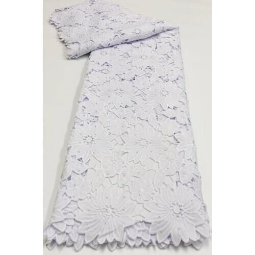 New Arrival African Cord Lace Fabric High Quality Water Soluble Guipure Lace For Pure white Nigerian Lace Fabric For Wedding