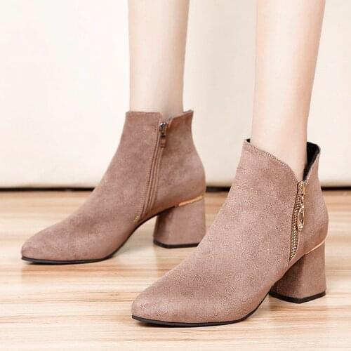 New Hot Autumn Winter Women Boots Solid European Ladies shoes Martin boots Suede Leather ankle boots with thick