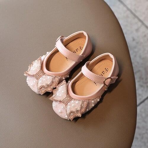 Princess Autumn Elegant School Shoes For Baby Girls Dress Little Girls ChildrenS Party Leather Shoe Kids Fashion Pearl Bow 1-11