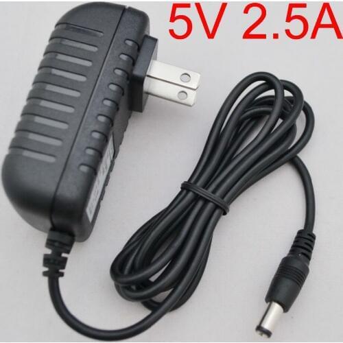 1PCS High quality AC 100V-240V Converter IC power Adapter DC 5V 2.5A 2500mA 12.5W Power Supply US Plug DC 5.5mm x 2.1-2.5mm