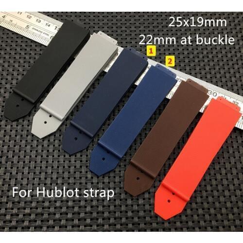 25*19mm nature Silicone Rubber band For Hublot strap For big bang Men Watchband watch belt Fusion with Logo Deployment Clasp